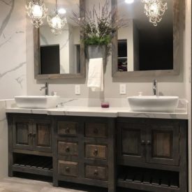 robertson vanity finished in custom stain by customer