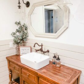 Presley Vanity with vessel sink and wall faucet