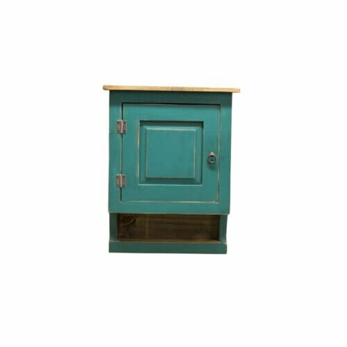 turquoise medicine cabinet