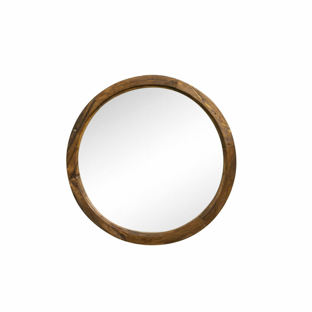 round wood mirror