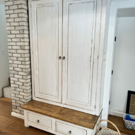 Ivory Adventure Armoire Rustic White with Early American Stain