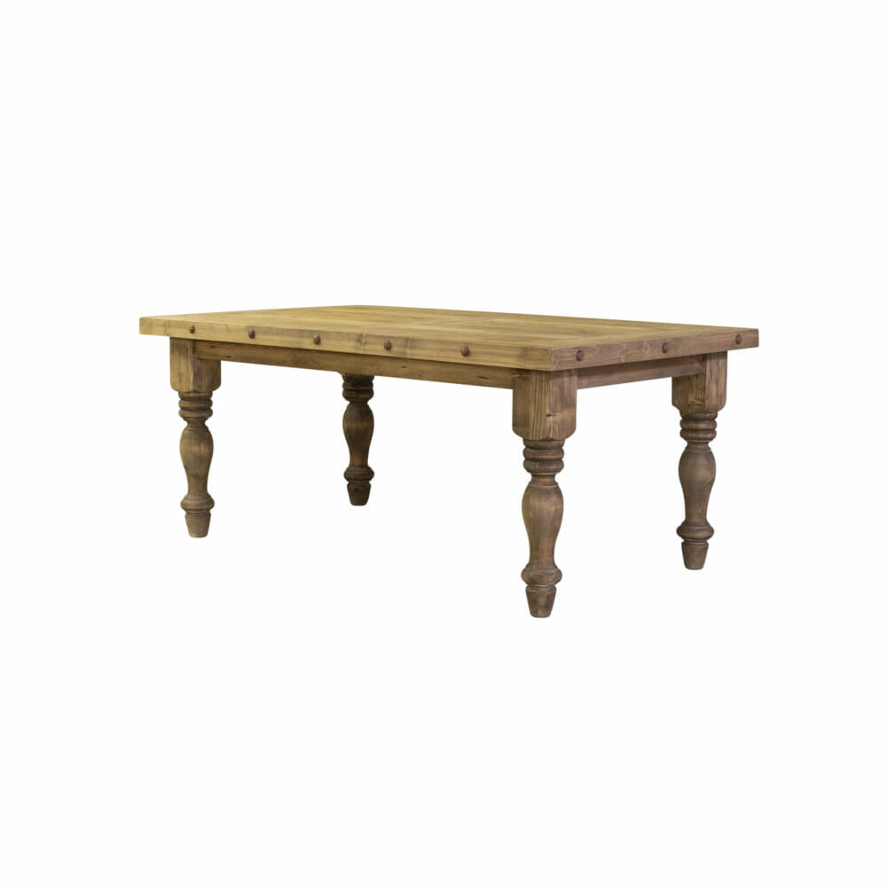 Magnolia rustic dining table side angle