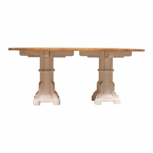Camelot Dining Table base white and top stained
