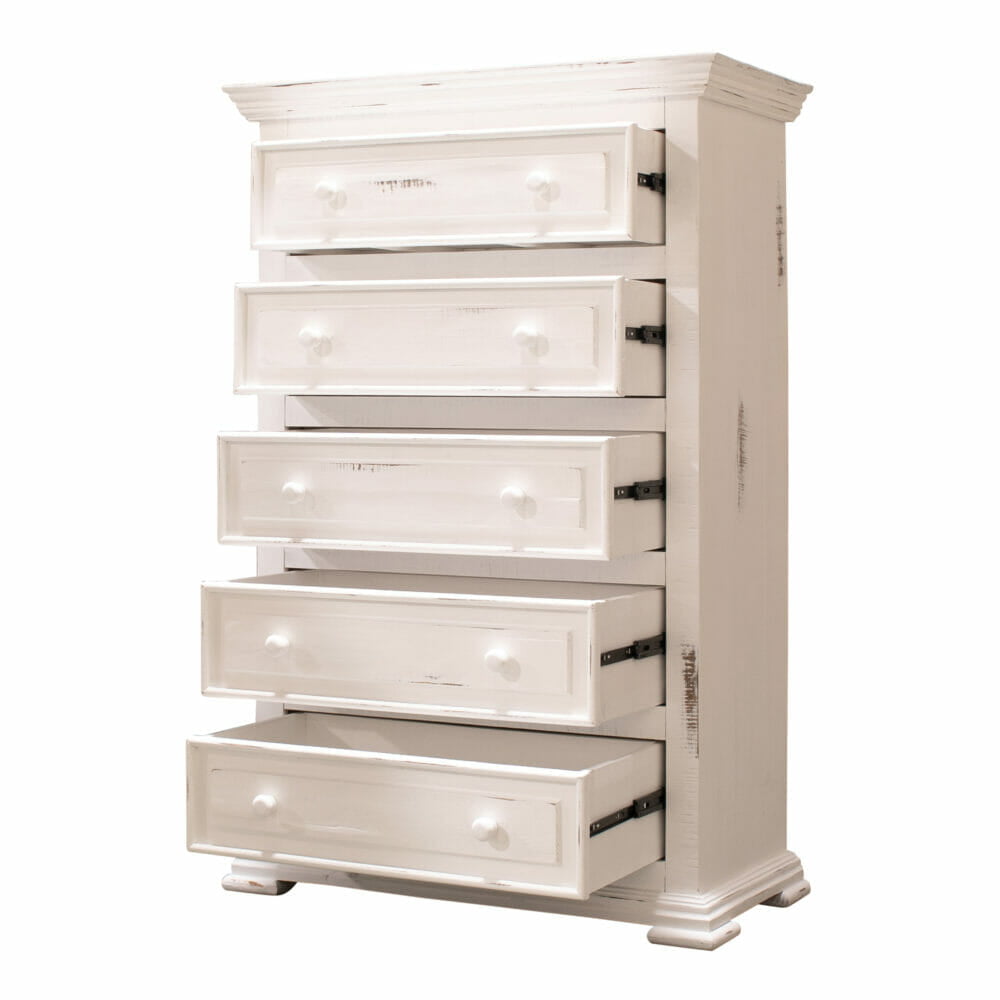 rustic white chest of drawers open